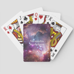 Galactic Outer Space Purple Personalized Playing Cards