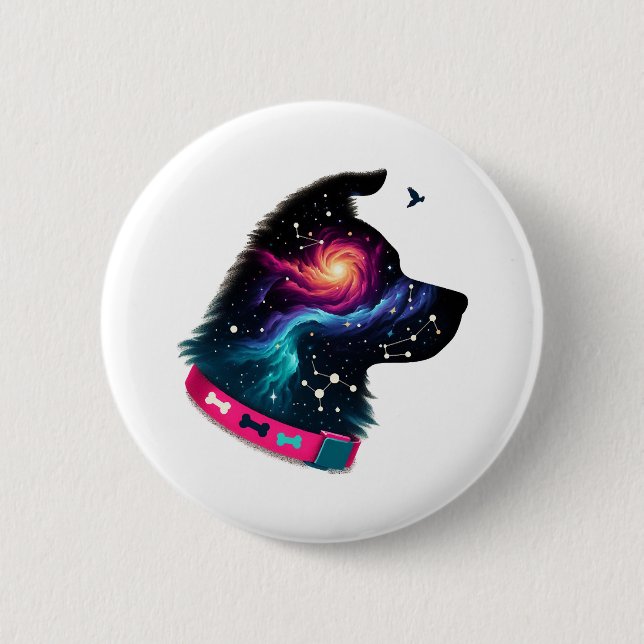 Galactic Pup Graphic Tee 2 Inch Round Button (Front)