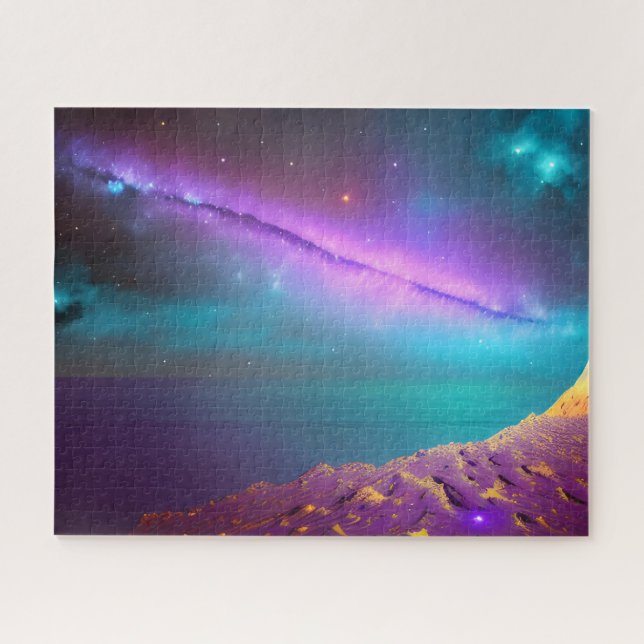 Galactic Purple Comet Shoots Over Sky Above Planet Jigsaw Puzzle (Horizontal)