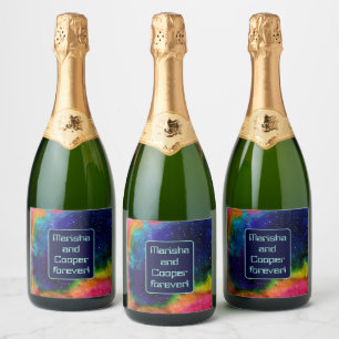 Galactic Sci-Fi Wedding Sparkling Wine Label