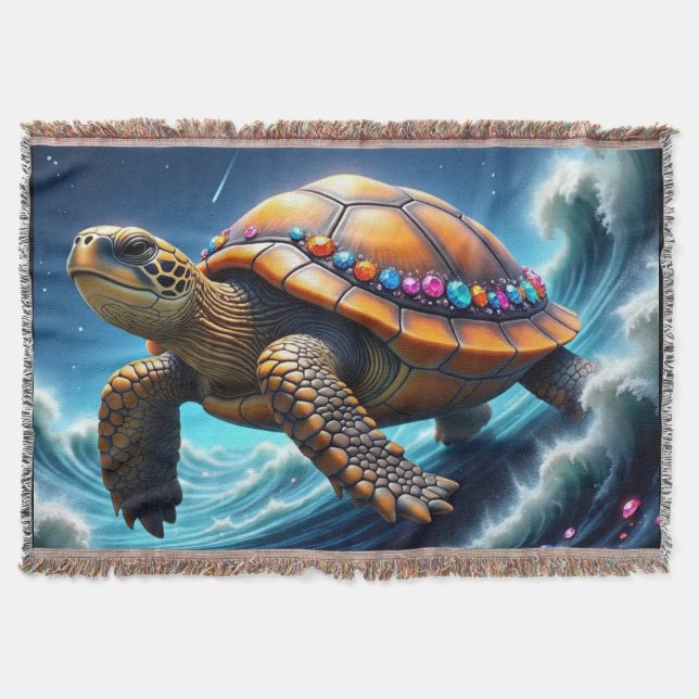 Galactic Sea Turtle Throw Blanket (Front)