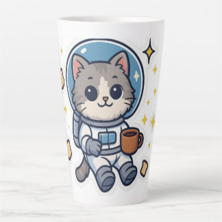 "Galactic Sips – Space Cat Tea Break" Latte Mug