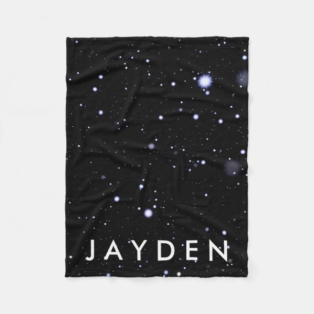 Galactic Space & Stars Pattern w/ Name Fleece Blanket (Front)