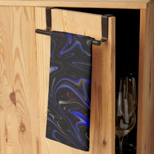 "Galactic Swirl: The Blue and Black Space Marble" Kitchen Towel
