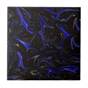 "Galactic Swirl: The Blue and Black Space Marble" Tile