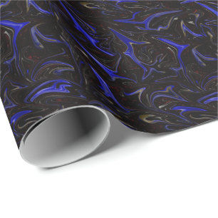 "Galactic Swirl: The Blue and Black Space Marble" Wrapping Paper