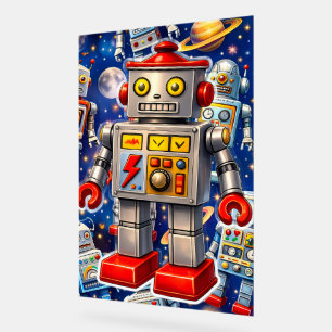 Galactic tin robot space adventure acrylic sign
