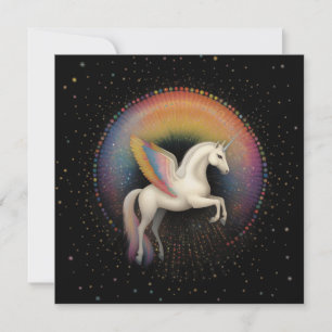 Galactic Unicorn Rainbow Colored Stars Deep Space Invitation