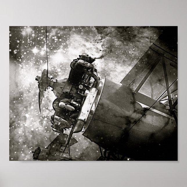 Galactic War B&W Airplane Poster (Front)