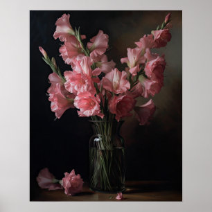 Galadiolus rose Fleurs Art Imprimer Poster