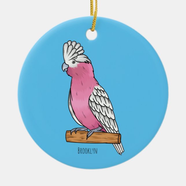 Galah bird cartoon illustration  ceramic ornament (Front)
