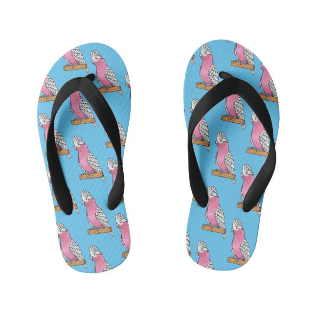 Galah bird cartoon illustration  kid's flip flops (Footbed)