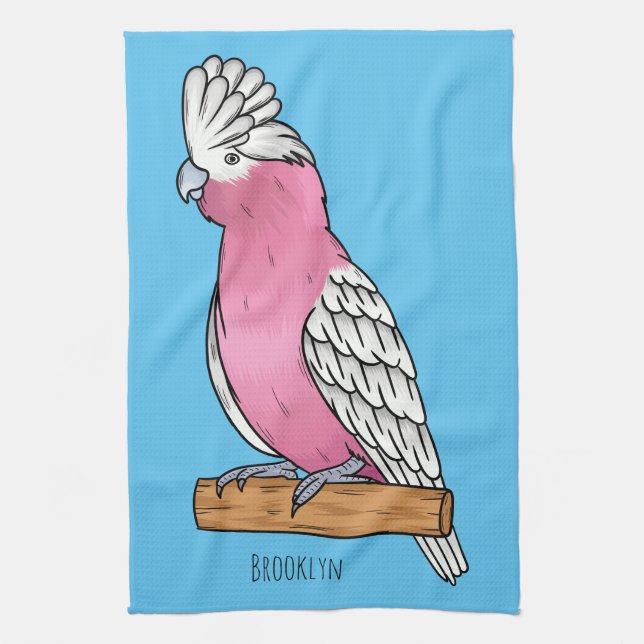 Galah bird cartoon illustration kitchen towel (Vertical)