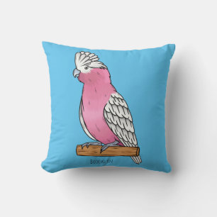 Galah bird cartoon illustration throw pillow