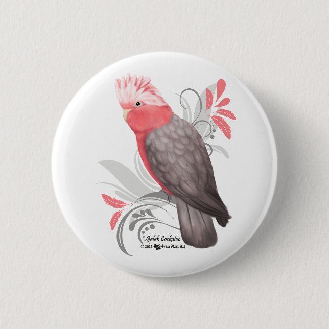 Galah Cockatoo 2 Inch Round Button (Front)