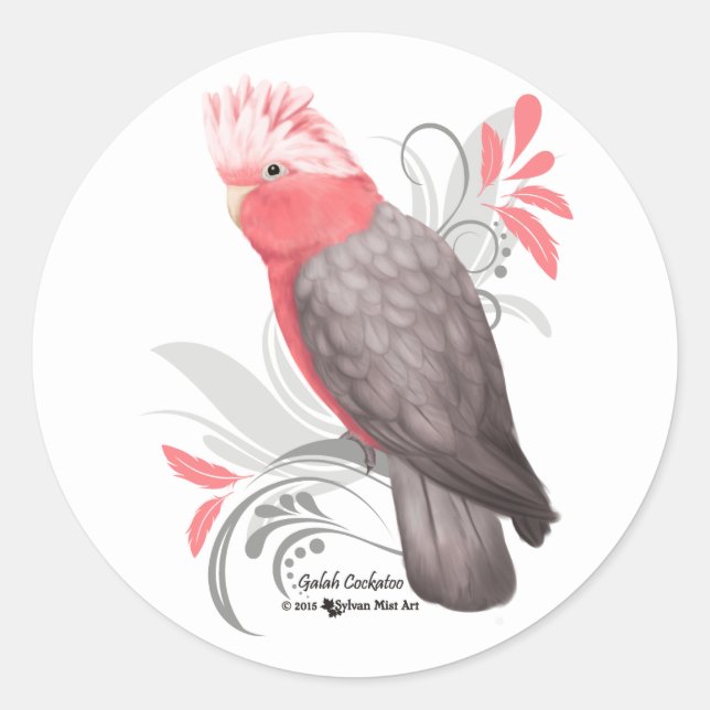 Galah Cockatoo Classic Round Sticker (Front)