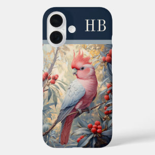 Galah Cockatoo Parrot Monogram Personalized iPhone 16 Case