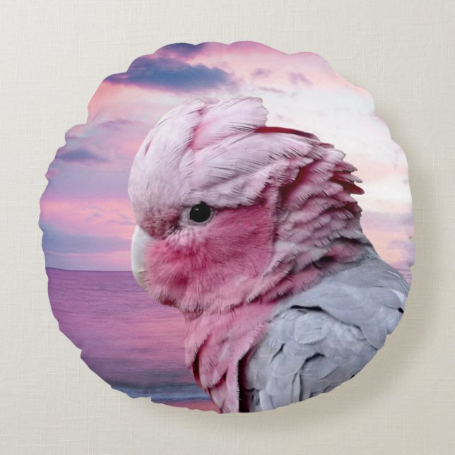 Galah Cockatoo Round Pillow (Front)