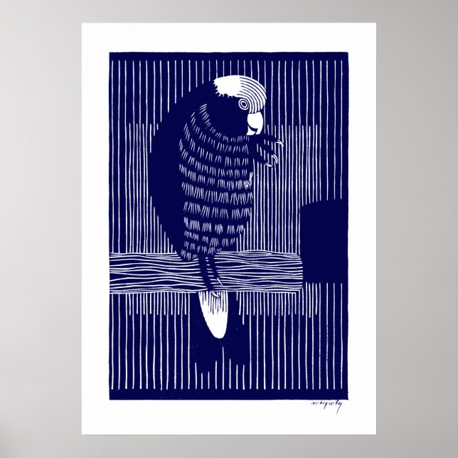 Galah Cockatoos (Rosékaketoe) Vintage Woodcut Poster (Front)