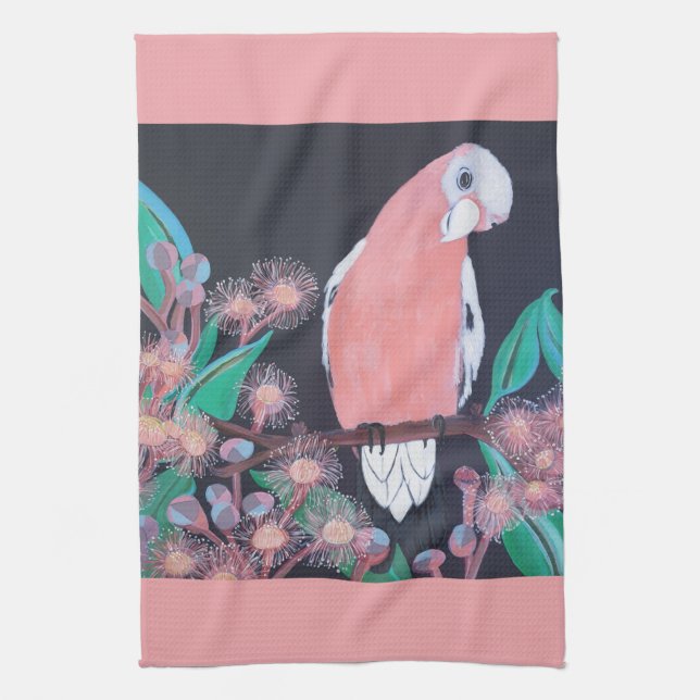 Galah & Gum Nuts Pink Kitchen Towel (Vertical)