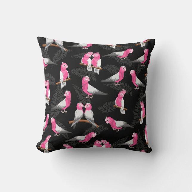 Galah pink cockatoo pattern throw pillow (Front)