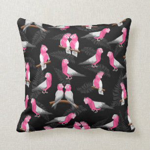 Galah pink cockatoo pattern throw pillow