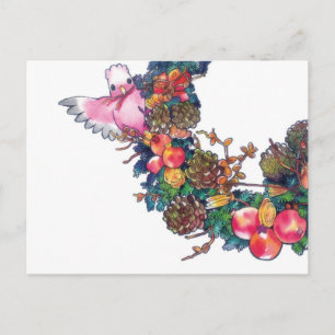 Galah with Christmas C Holiday Postcard
