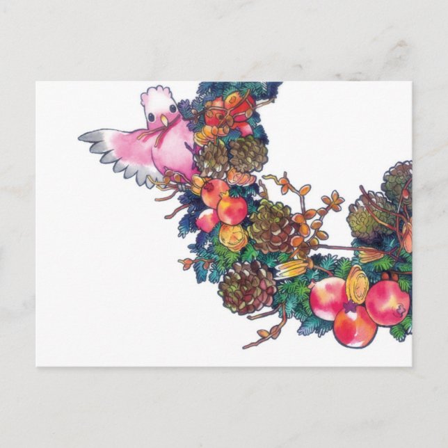 Galah with Christmas C Holiday Postcard (Front)
