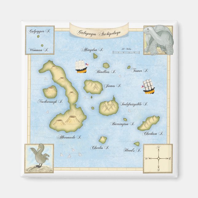 Galapagos Archipelago Map Magnet (Front)