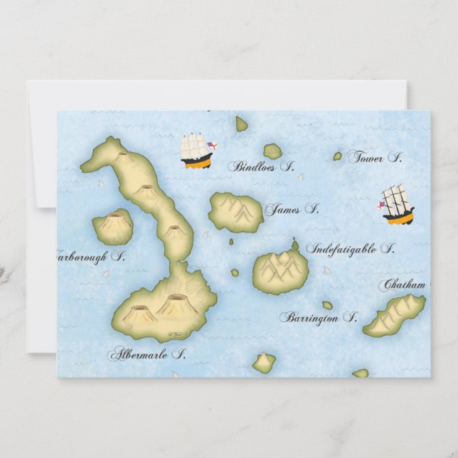 Galapagos Archipelago Map Tropical Islands Custom (Front)