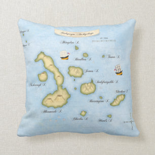 Galapagos Archipelago Map Tropical Islands Throw Pillow