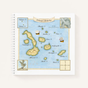 Galapagos Archipelago Nautical Map With Ships Notebook