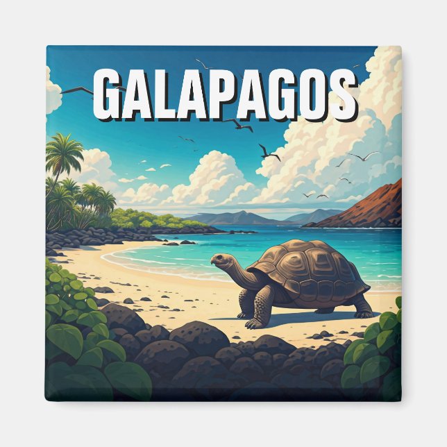 Galapagos Giant Tortoise Postcard Magnet (Front)