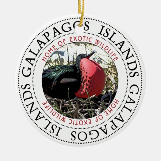 Galapagos Islands Great Frigate Bird Ceramic Ornament (Front)