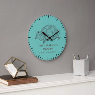 Galapagos Islands Latitude & Longitude Large Clock