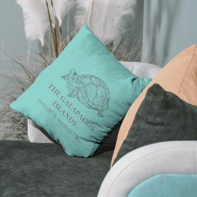 Galapagos Islands Latitude & Longitude Throw Pillow (Creator Uploaded)