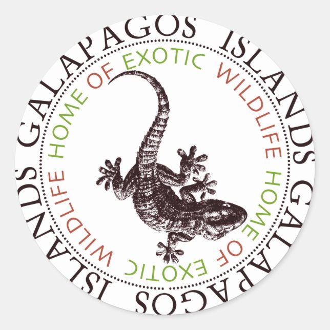 Galapagos Islands Lizard Classic Round Sticker (Front)