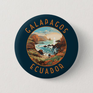 Galapagos Islands Retro Distressed Circle 2 Inch Round Button