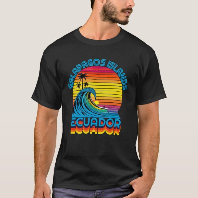 Galapagos Islands Retro Throwback Surf & Beach Sou T-Shirt (Front)