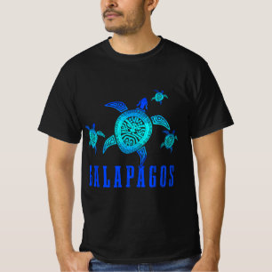 Galapagos Islands Sea Turtle Tribal Pattern Scuba T-Shirt