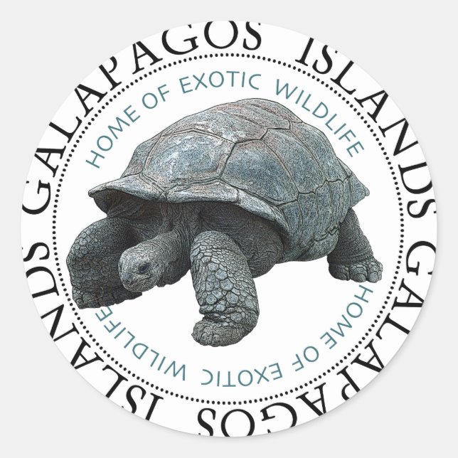 Galapagos Islands Tortoise Classic Round Sticker (Front)