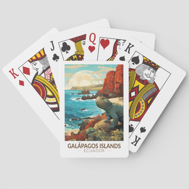 Galapagos Islands Travel Art Vintage Playing Cards (Back)