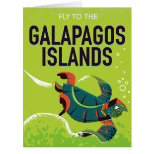 Galapagos Islands vintage travel poster art.