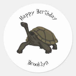 Galapagos land tortoise illustration classic round sticker