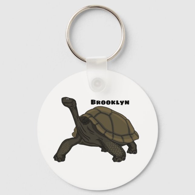 Galapagos land tortoise illustration  keychain (Front)