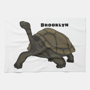 Galapagos land tortoise illustration kitchen towel