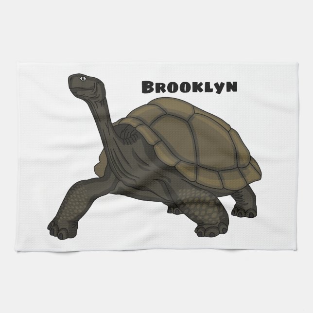 Galapagos land tortoise illustration kitchen towel (Horizontal)