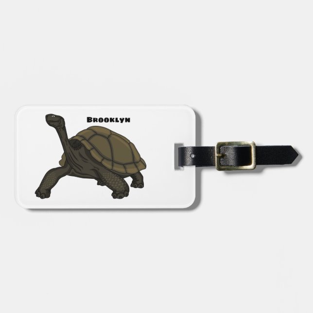Galapagos land tortoise illustration  luggage tag (Front Horizontal)