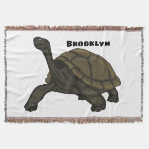 Galapagos land tortoise illustration throw blanket