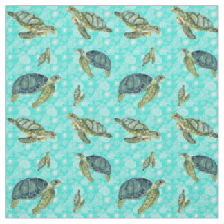 Galapagos Sea Turtles Watercolor Fabric